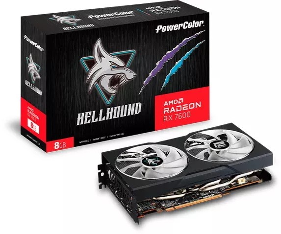 Powercolor Radeon RX 7600 Hellhound Grafikkarte - 8GB GDDR6, 1x HDMI, 3x DP