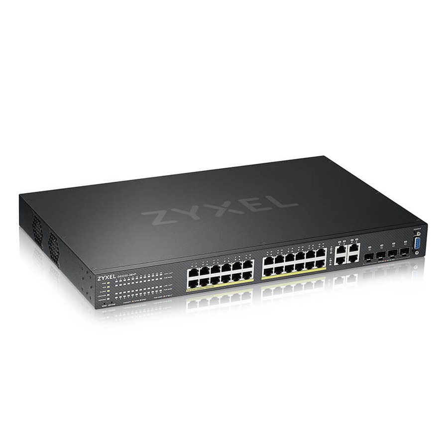 Zyxel GS2220-28HP Managed Switch 24x Gigabit Ethernet (PoE+, max. 375W), 4x RJ45/SFP Combo