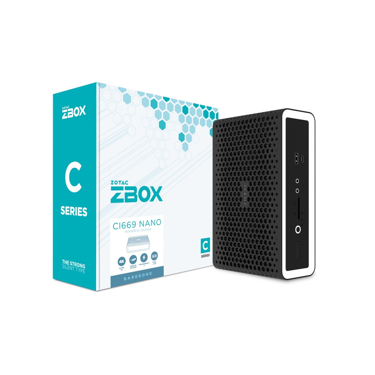 ZOTAC ZBOX CI669 Nano Barebone Intel Core i7-1355U, 2x DDR5 SO-DIMM, 1x M.2, 1x 2,5" Slot, Intel Iris Xe Grafik, 1x Thunderbolt 