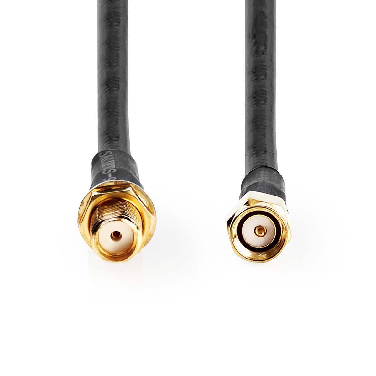 Nedis Antennenkabel | SMA-Stecker | SMA-Buchse | 5.00 m Vergoldet | 50 Ohm | Doppelt geschirmt | Rund | PVC | Schwarz | Label