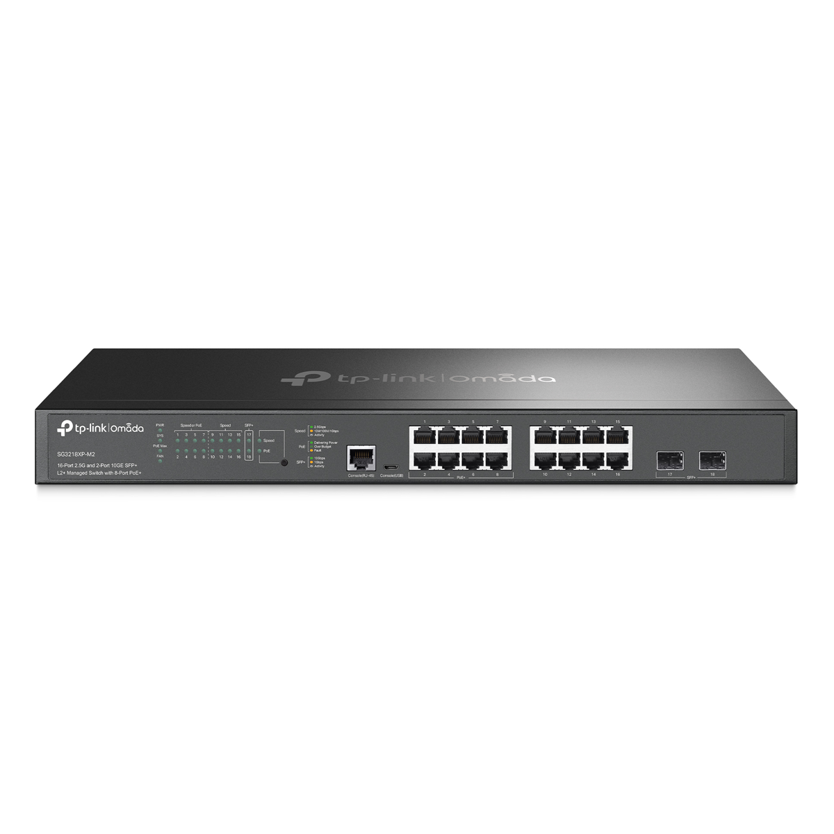 TP-Link SG3218XP-M2 Managed Switch 16x 2.5G Ethernet (8x PoE+, max. 240W), 2x 10G SFP+