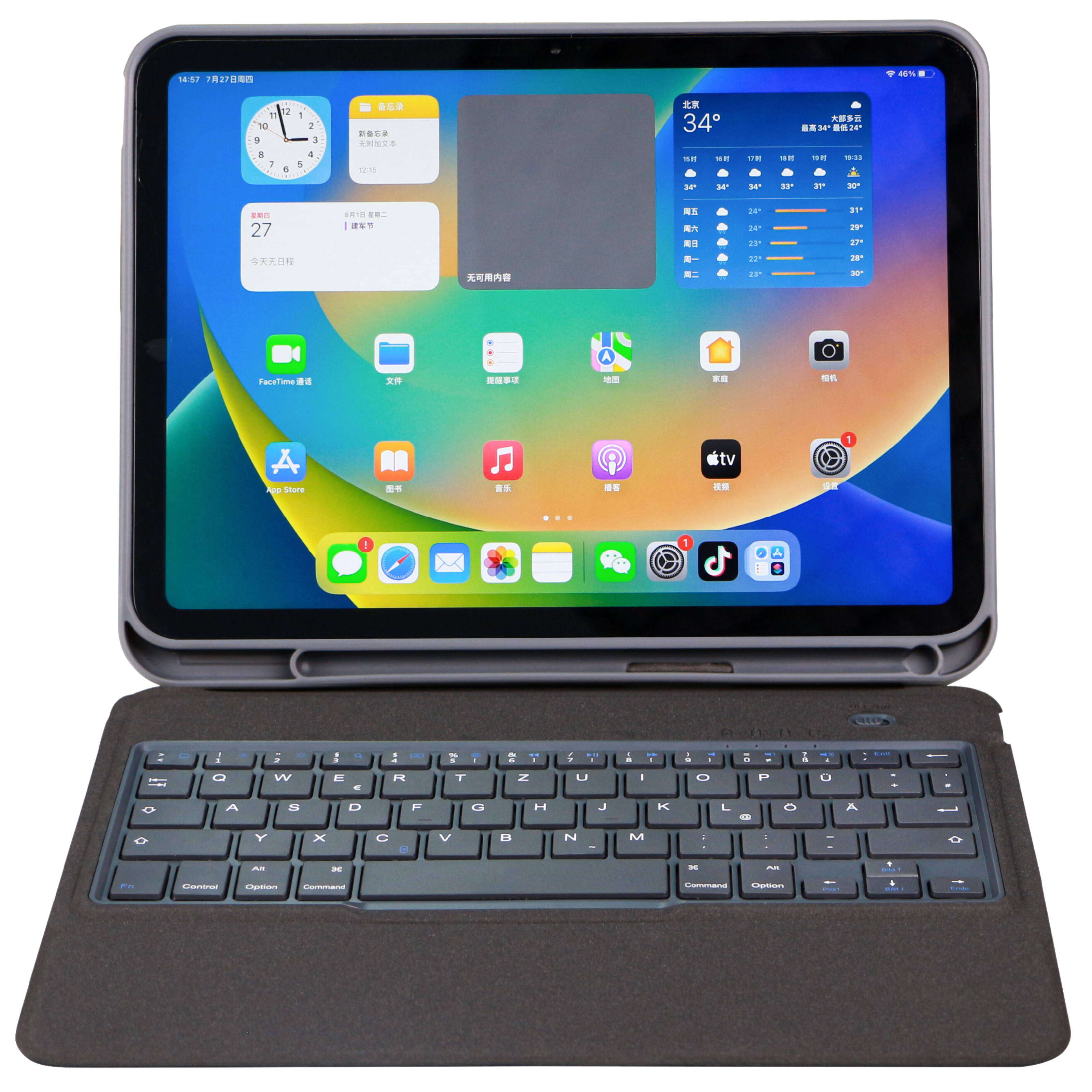 Deqster Tasturhülle Slim Keyboard 2 für iPad 10.9" (10. Gen.) Bluetooth, deutsches Layout (QWERTZ)