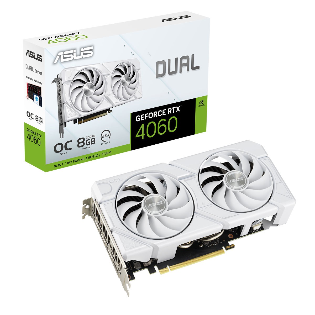 ASUS Dual GeForce RTX 4060 EVO OC White Grafikkarte - 8GB GDDR6, 1x HDMI, 3x DP
