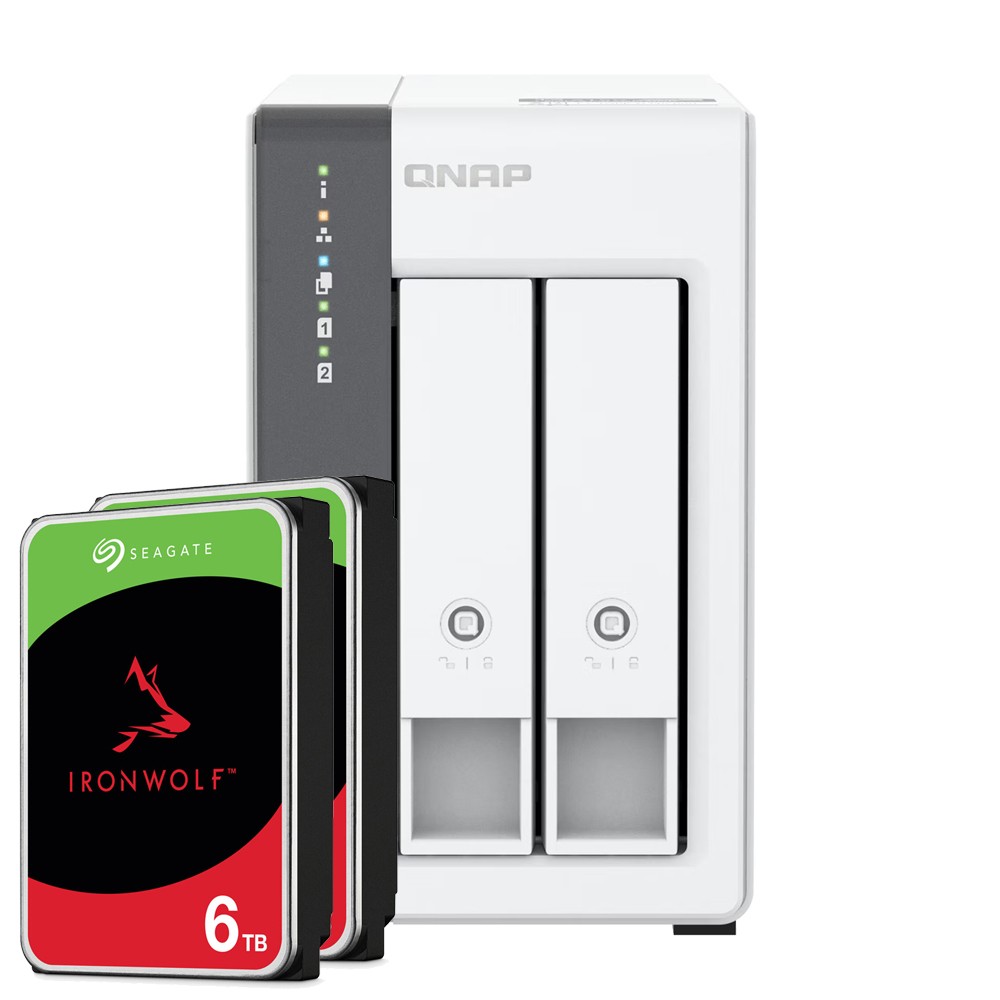 QNAP TS-216G 12TB Seagate IronWolf NAS-Bundle NAS inkl. 2x 6TB Seagate IronWolf 3.5 Zoll SATA Festplatte