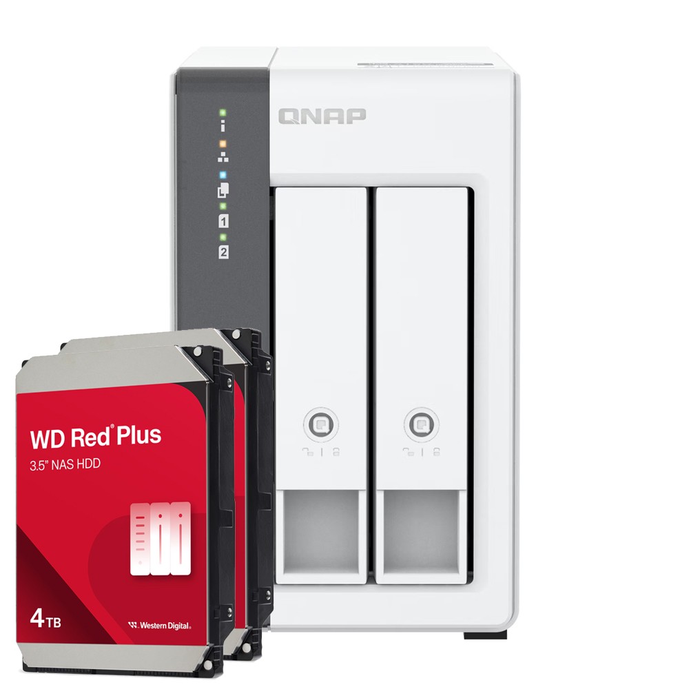 QNAP TS-216G 8TB WD Red Plus NAS-Bundle NAS inkl. 2x 4TB WD Red Plus 3.5 Zoll SATA Festplatte