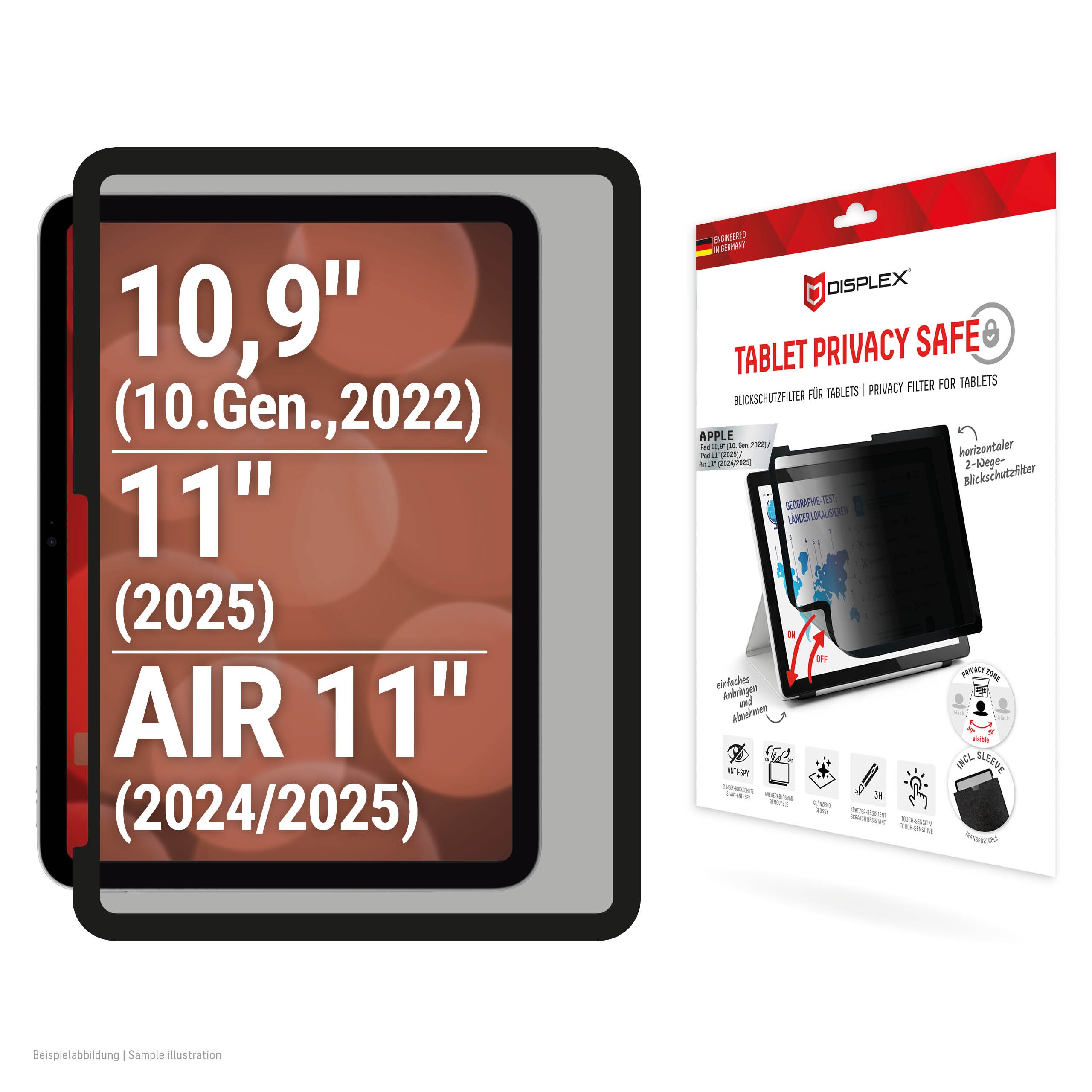 DISPLEX Privacy Safe für iPad 10,9"/11"/Air 11"(2024/25) Schutzfolie