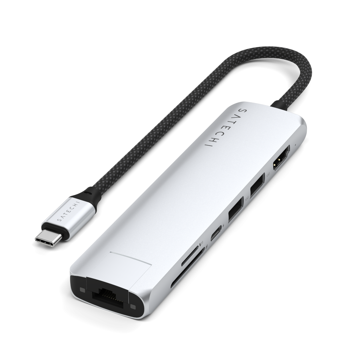 Satechi USB-C 7-in-1 Slim Multiport Adapter with Ethernet Silver