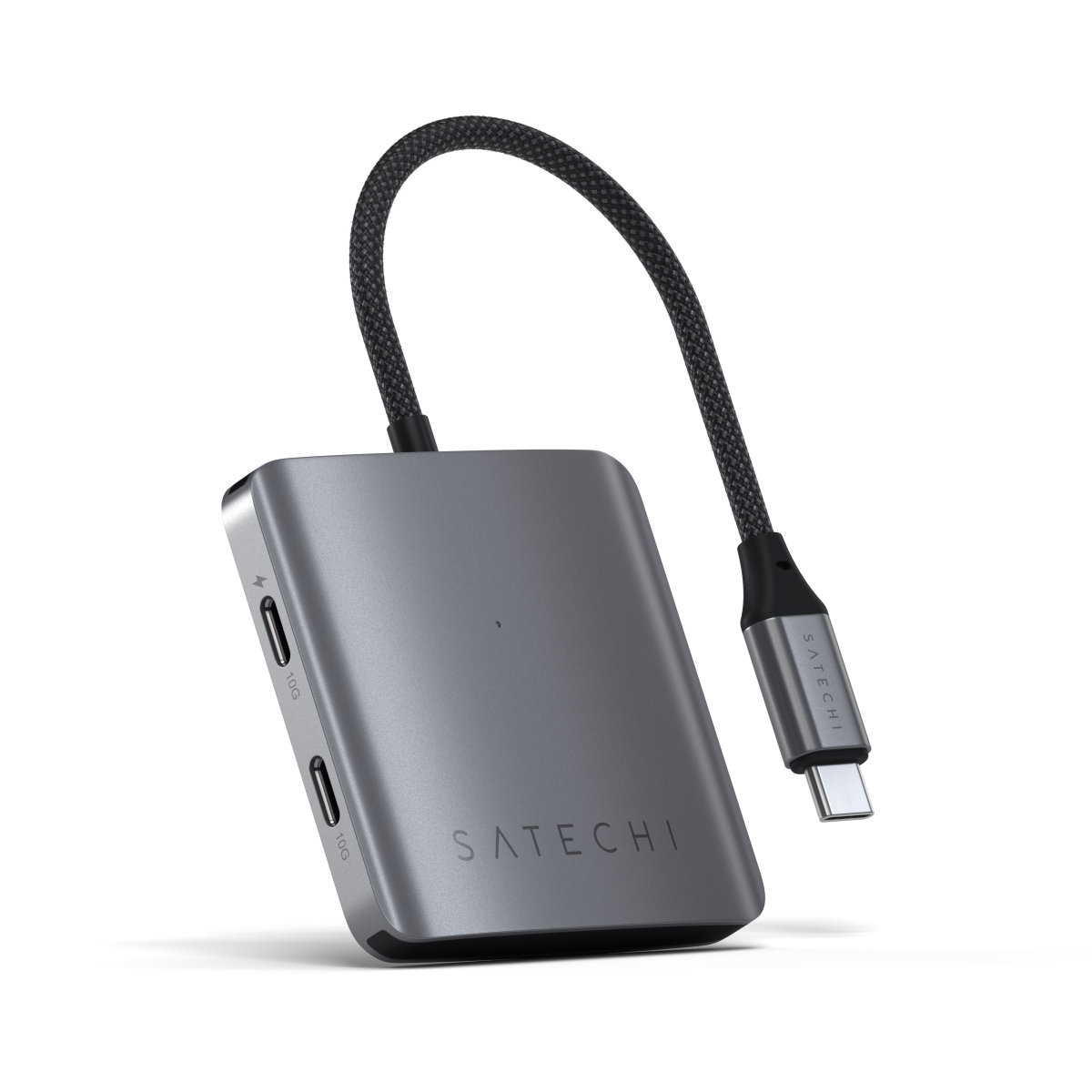 Satechi USB-C PD 4-Port Hub Aluminiumgehäuse, USB-C PD Anschluss zum Laden mit bis zu 100 Watt, 3x USB-C 3.2 Gen 2 Anschlüsse mi
