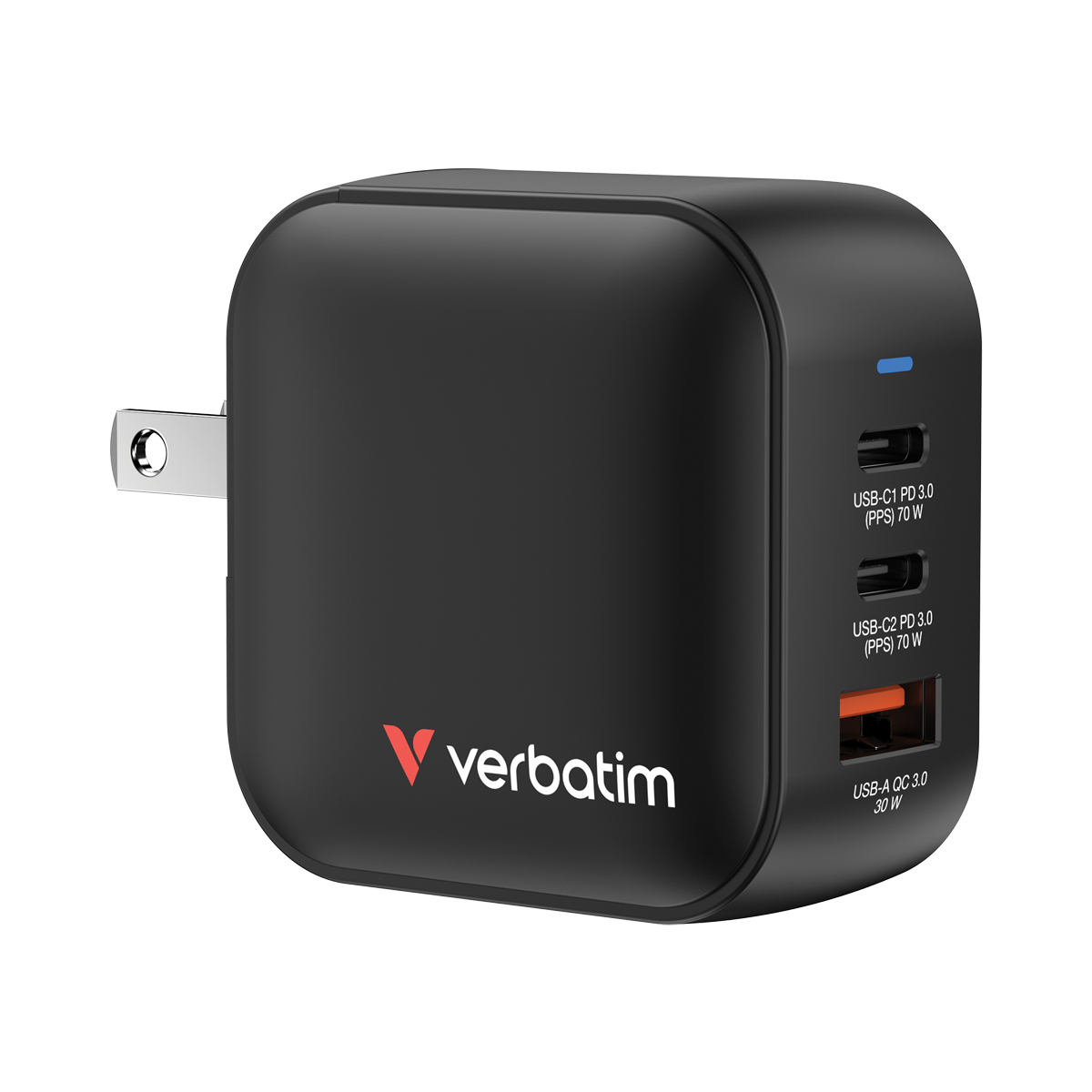 VERBATIM Mini GaN Netzladegerät 70W 3 Anschlüsse US/EU/UK ADP