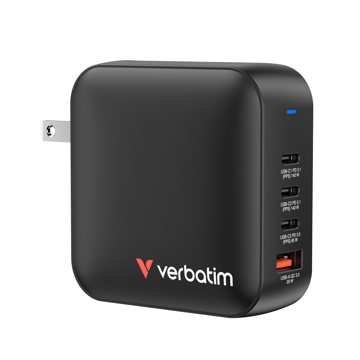 VERBATIM Mini GaN Netzladegerät 165W 4 Port US/EU/UK ADP