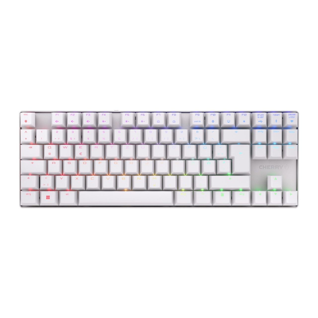 Cherry XTRFY MX 8.2 Kabellose Gaming Tastatur, weiß Tenkeyless, CHERRY Advanced Wireless Technology, RGB Beleuchtung