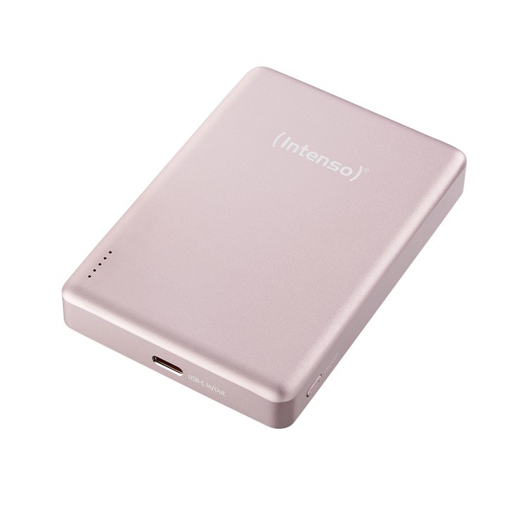 Intenso Powerbank MW10000 Magnetic Wireless, Rosé Quick Charge - Funktion, LED Anzeige, MagSafe kompatibel