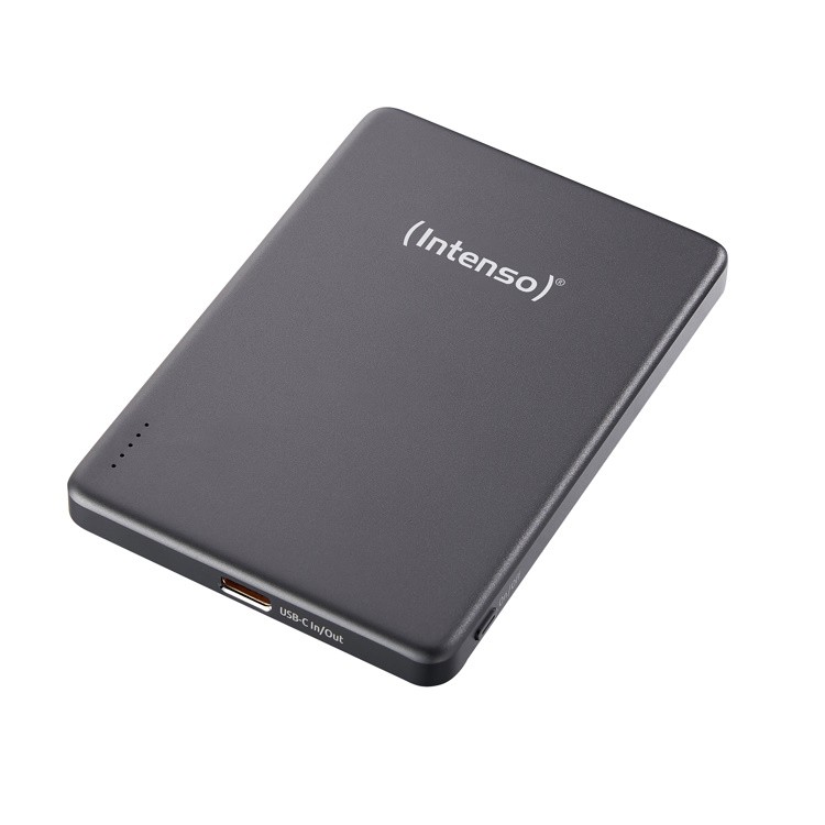 Intenso Powerbank MW5000 Magnetic Wireless, Grau Quick Charge - Funktion, LED Anzeige, MagSafe kompatibel