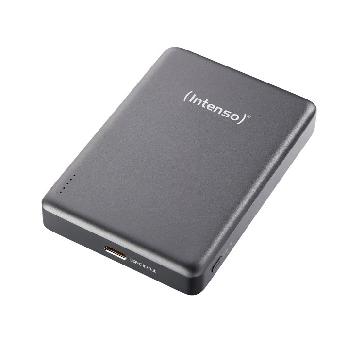 Intenso Powerbank MW10000 Magnetic Wireless, Grau Quick Charge - Funktion, LED Anzeige, MagSafe kompatibel