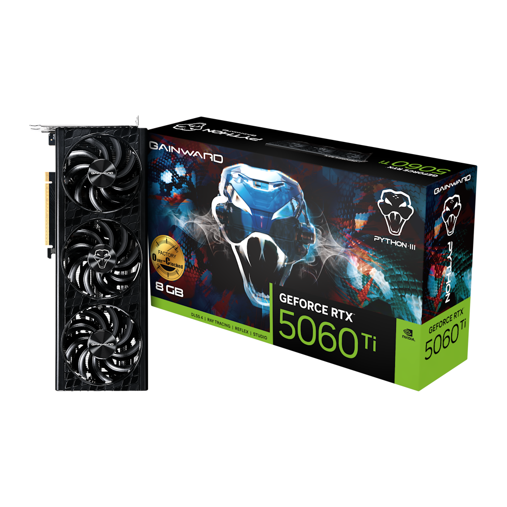 Gainward GeForce RTX 5060 Ti 8GB Python III OC - 8GB GDDR7, HDMI, 3x DP