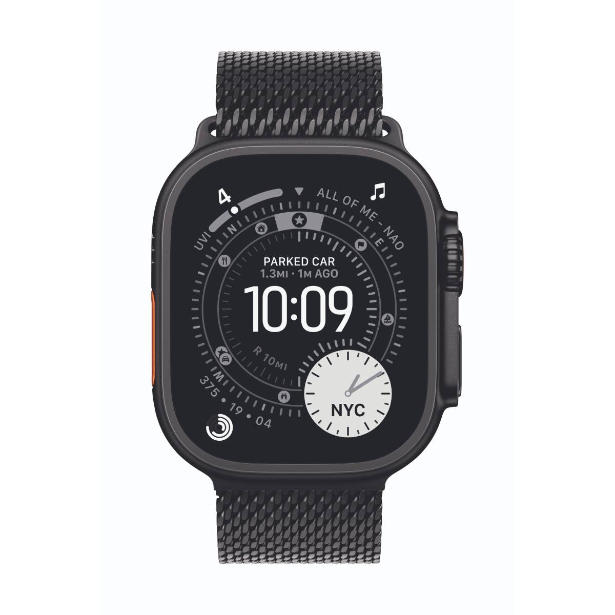 Apple Watch Ultra 3 Cellular 49mm Schwarz Titan Gehäuse mit Schwarz Titan Milanaise Armband - Small
