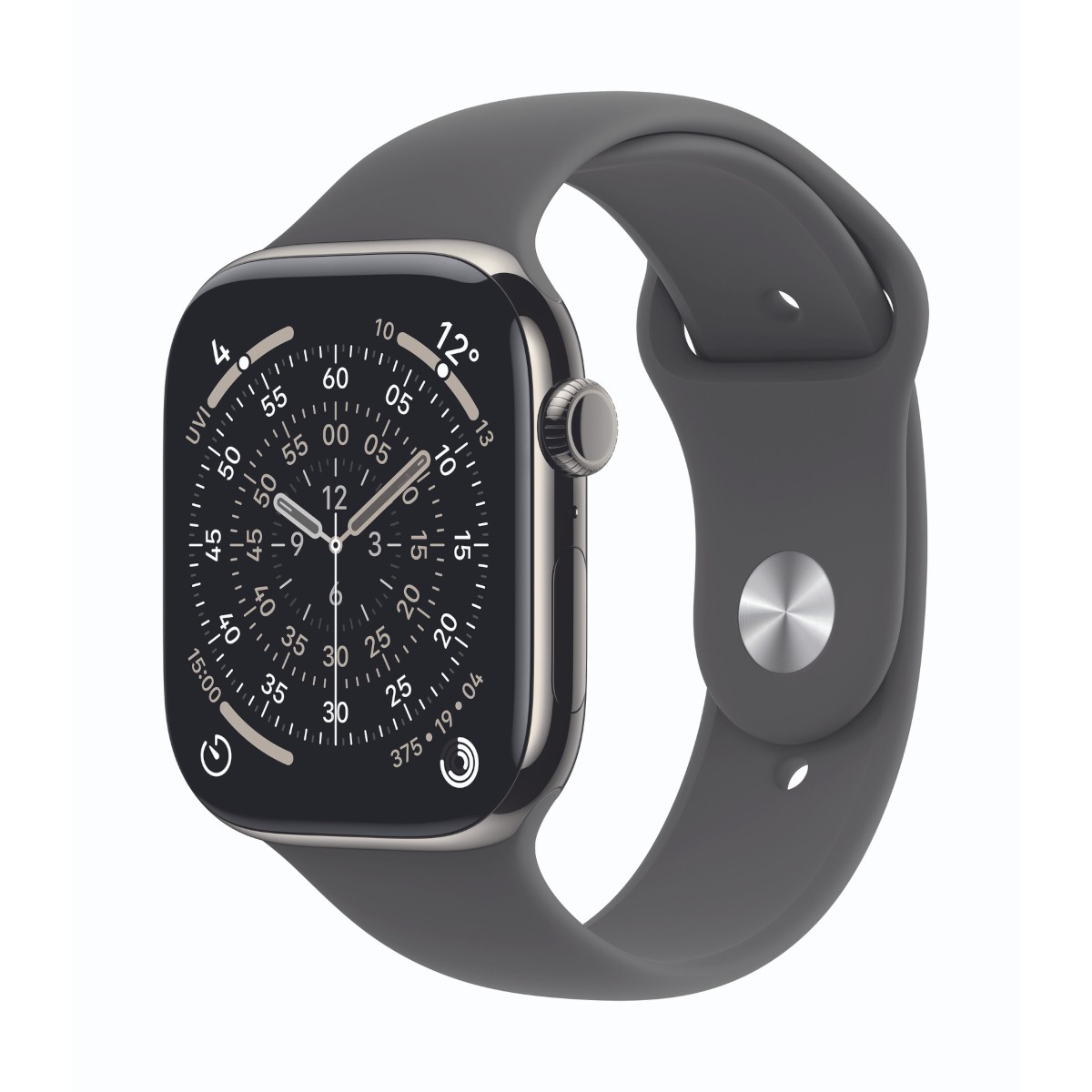 Apple Watch Series 11 Cellular 46mm Natur Titan Gehäuse mit Steingrau Sport Band - S/M