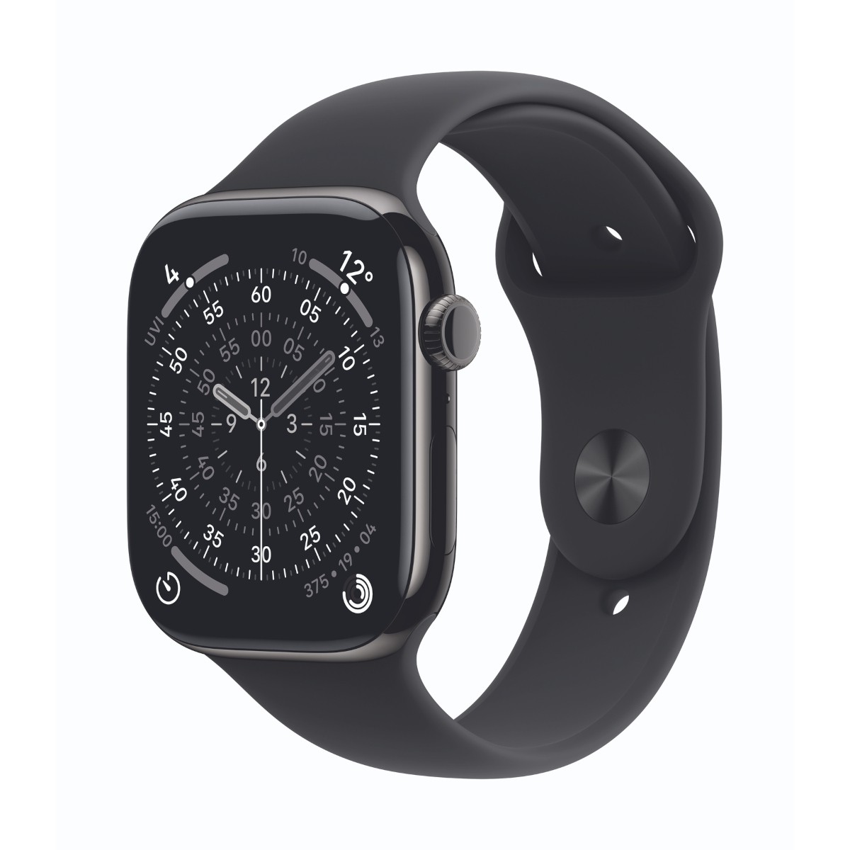Apple Watch Series 11 Cellular 46mm Schiefer Titan Gehäuse mit Schwarz Sport Band - S/M