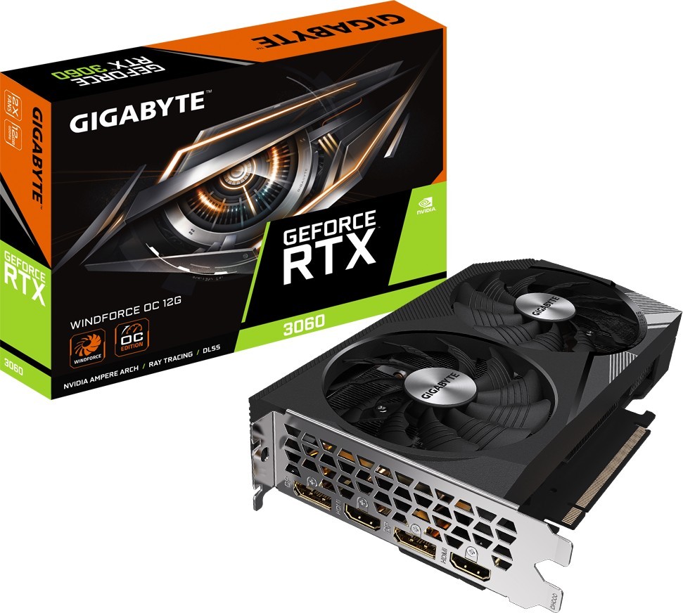 GIGABYTE GeForce RTX 3060 Windforce OC 12G Grafikkarte - 2x DisplayPort/2x HDMI