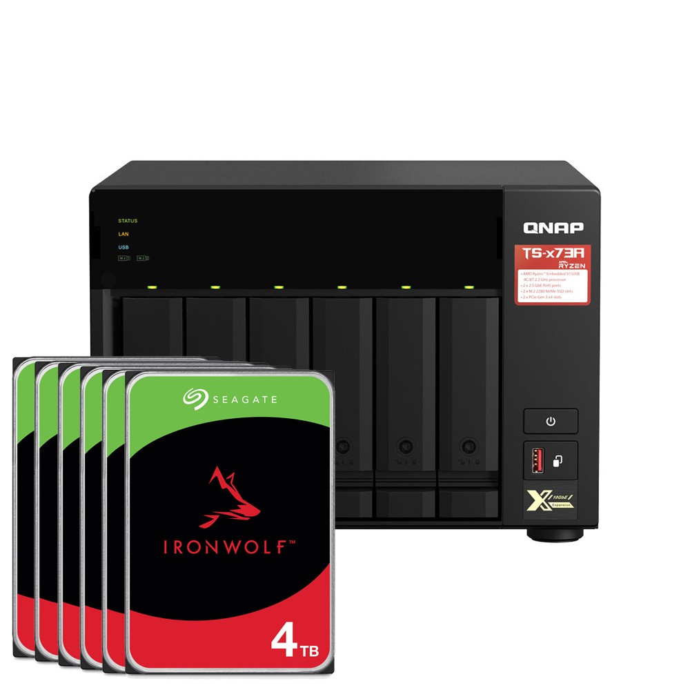 QNAP TS-673A-8G 24TB Seagate IronWolf NAS-Bundle NAS inkl. 6x 4TB Seagate IronWolf 3.5 Zoll SATA Festplatte