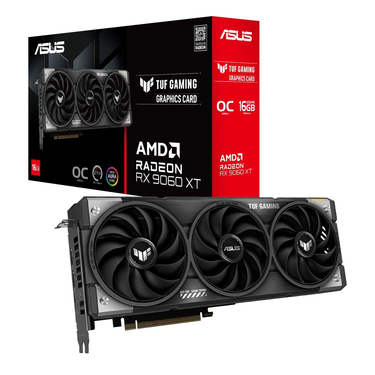 ASUS TUF Gaming Radeon RX 9060 XT OC 16GB Grafikkarte - 16GB GDDR6, HDMI, 3x DP