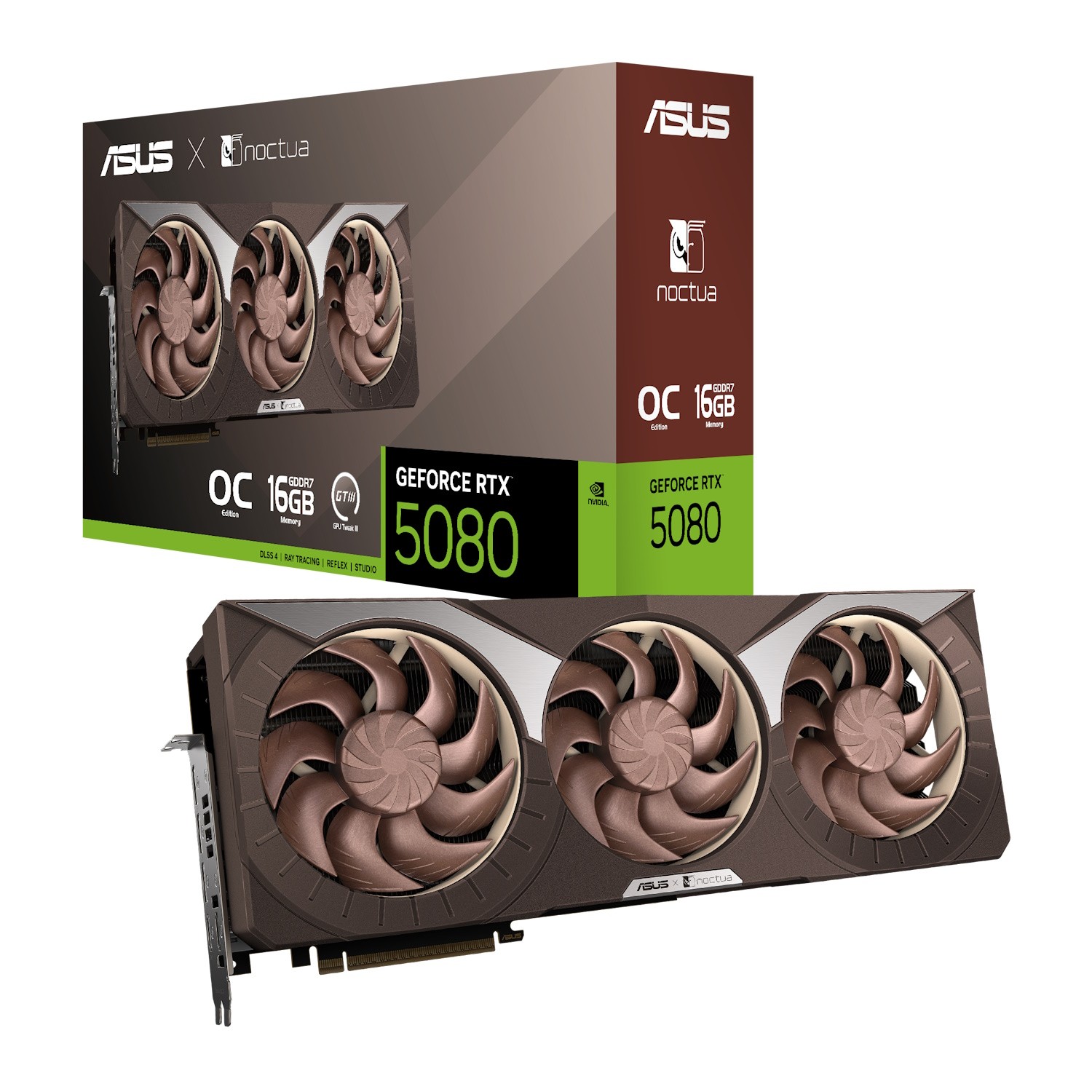 ASUS GeForce RTX 5080 Noctua OC Edition Grafikkarte - 16GB GDDR7, 2x HDMI, 3x DP
