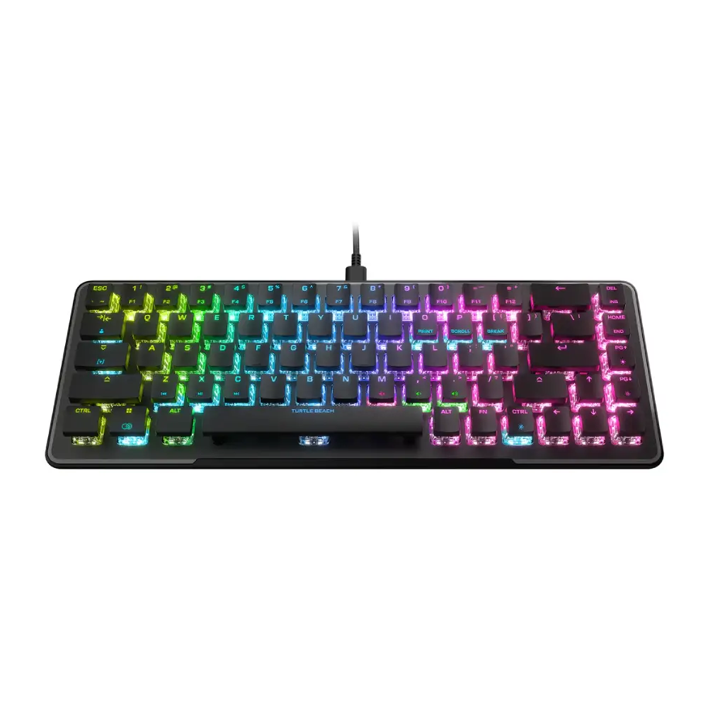 Turtlebeaach Vulcan II Mini Black Gaming Tastatur Gaming Tastatur mit linearen roten Switches, DE Layout