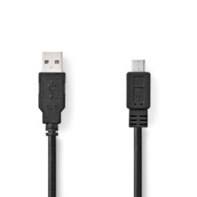 Nedis USB-Kabel USB 2.0 | USB-A Stecker | USB Micro-B Stecker | 480 Mbps | Vernickelt | 3.00 m | rund | PVC | Schwarz | Box