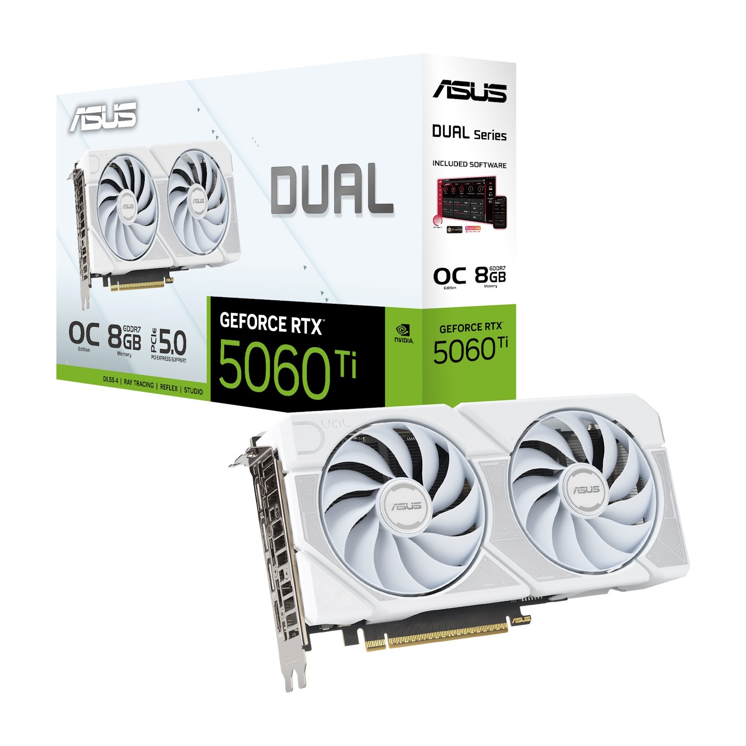 ASUS Dual GeForce RTX 5060 Ti 8G OC White - 8GB GDDR7, HDMI, 3x DP