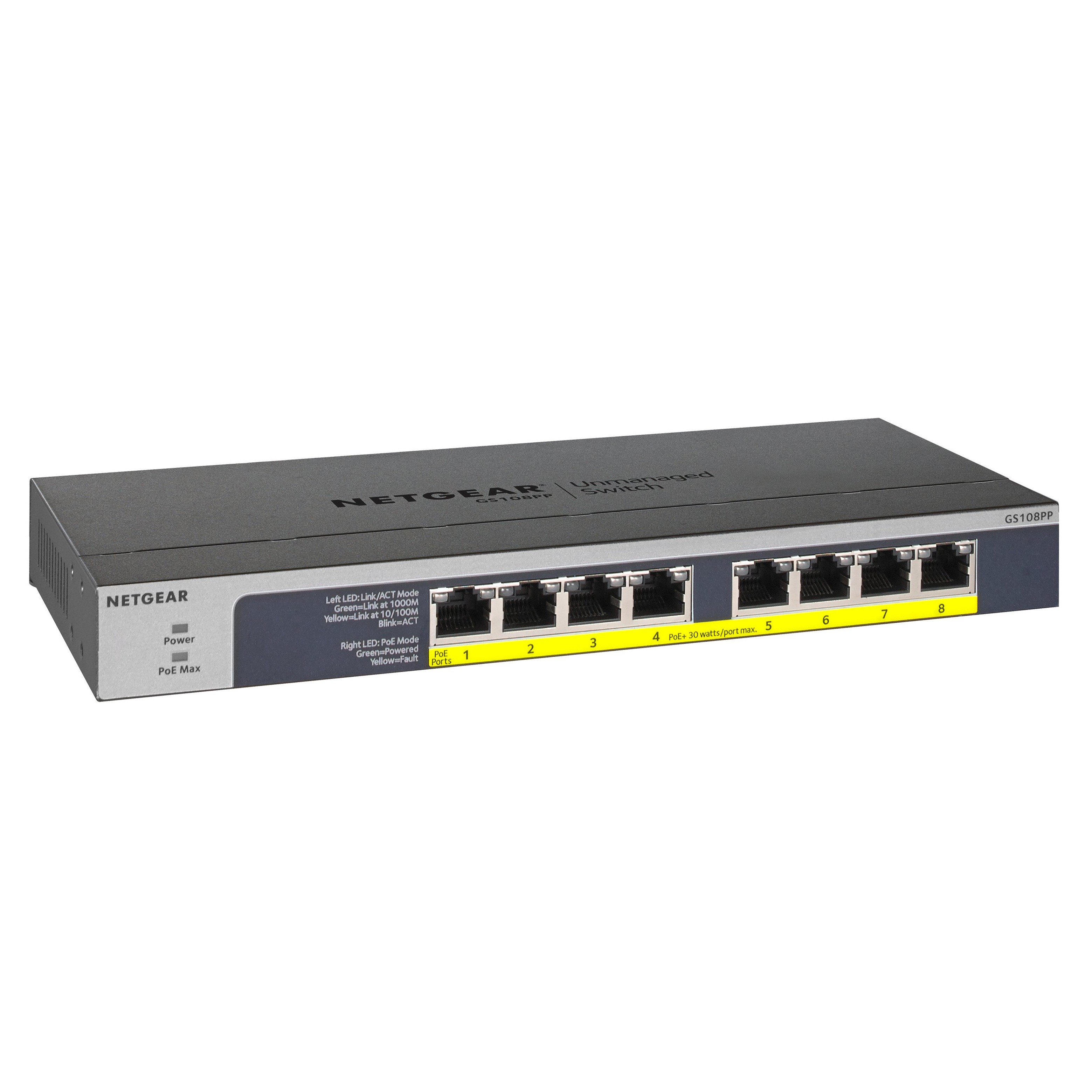 NETGEAR GS108PP Unmanaged Switch [8x Gigabit Ethernet PoE+, 120W]
