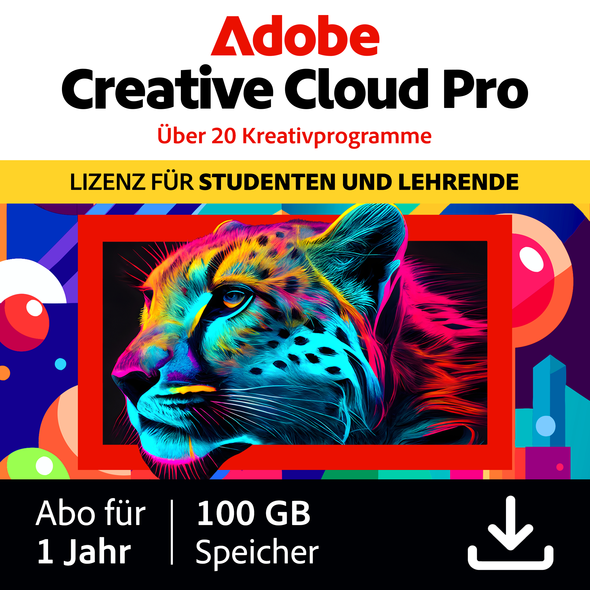 Adobe Creative Cloud Pro STE | Studierende und Lehrende | 1 Jahr | 100GB | PC/Mac