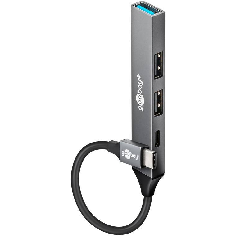 Goobay Slim 4-Port USB-Hub, USB-C™ auf USB-C™/USB-A, 5 Gbit/s