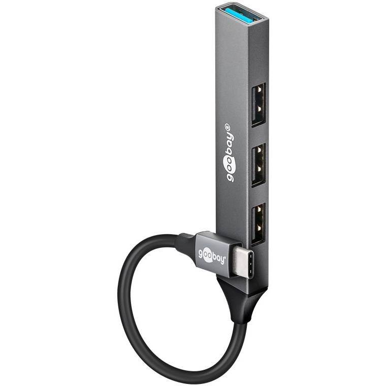 Goobay Slim 4-Port USB-Hub, USB-C™ auf USB-A, 5 Gbit/s