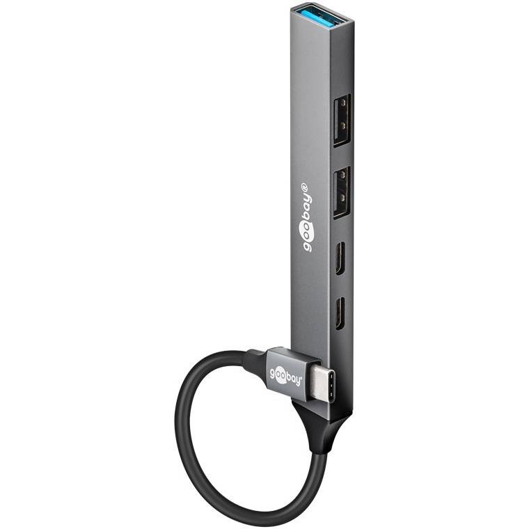 Goobay Slim 5-Port USB-Hub, USB-C™ auf USB-C™/USB-A, 5 Gbit/s
