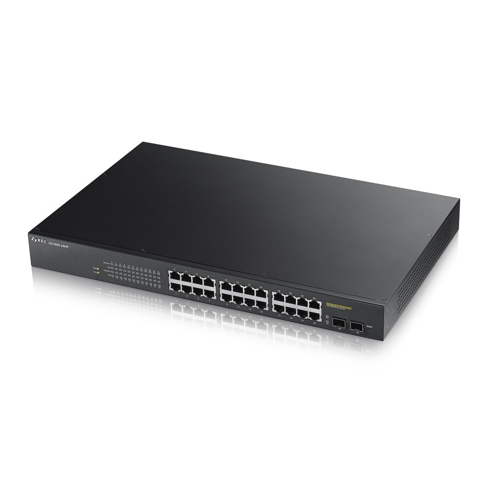 Zyxel GS1900-24HP V2 Smart Managed Switch 24x Gigabit Ethernet (24x PoE+ max. 170 Watt), 2x SFP, Layer 2, Rackmount