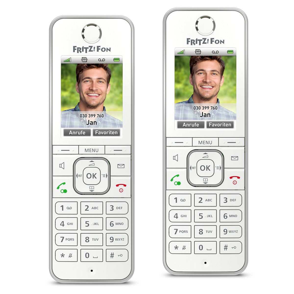 2er Pack FRITZ!Fon C6 DECT-Telefon, Weiß [Farbdisplay 180 ppi, beleuchtete Tastatur]
