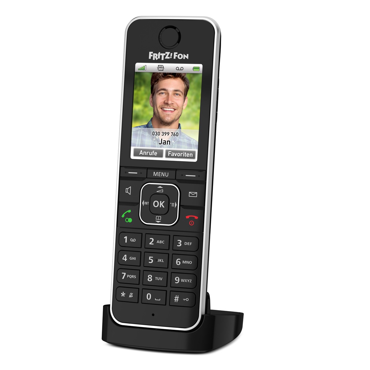 FRITZ!Fon C6 DECT-Telefon, Schwarz [Farbdisplay 180 ppi, beleuchtete Tastatur]
