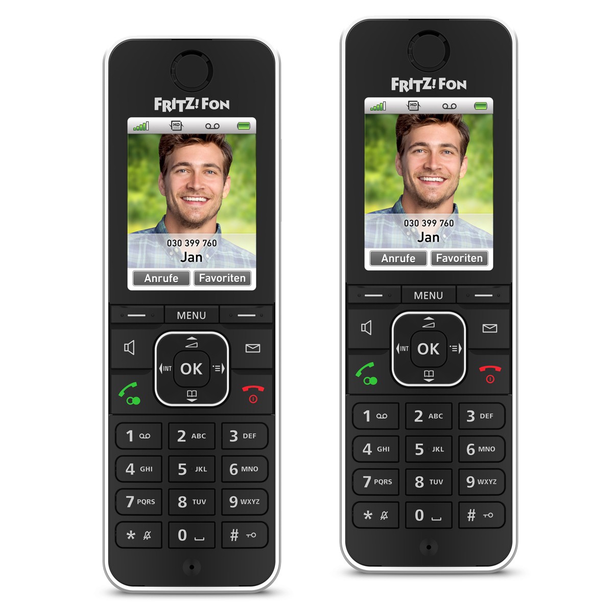 2er Pack FRITZ!Fon C6 DECT-Telefon, Schwarz [Farbdisplay 180 ppi, beleuchtete Tastatur]