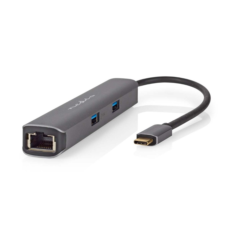 Nedis USB Multi-Port-Adapter USB 3.2 Gen1 6-in-1 - USB-C™ Stecker, HDMI™ Ausgang, RJ45 Buchse, 2x USB-A Buchse, 2x USB-C™, 5 Gbp